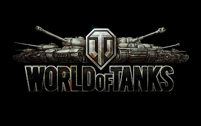 Four impressive looking tanks flanking the World of Tanks Logo.