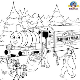 Thomas Percy Xmas present train sheets to color Christmas coloring pages for kids pictures to print