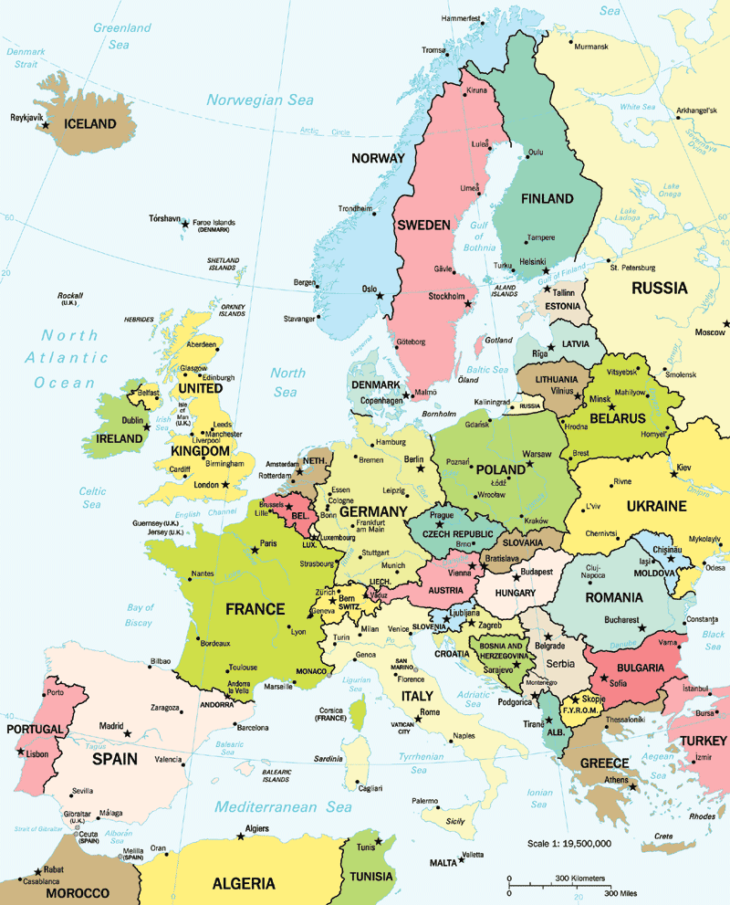 Political Map of Europe  Free Printable Maps