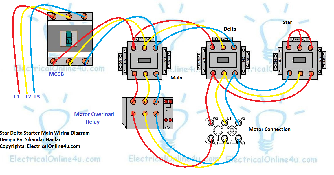 Star Delta Starter Wiring Diagram 3 phase With Timer  