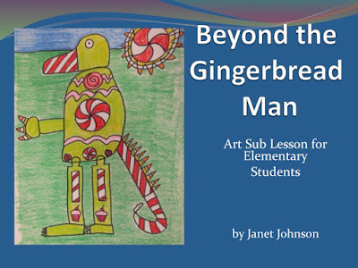 Elementary art student drawing of an alternative to a gingerbread man