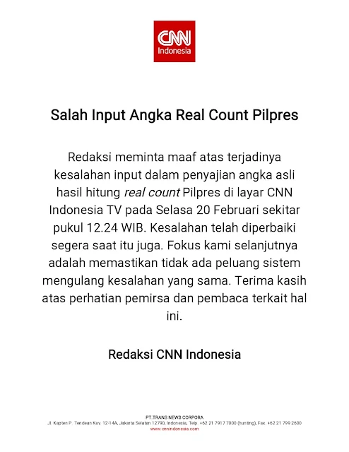 Klarifikasi CNN Indonesia
