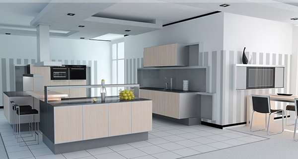 Ide Unik  Desain Dapur  Modern  Berpola Garis Rancangan 