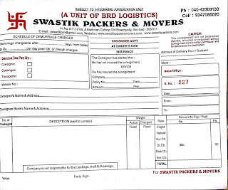 Swastik Packers and Movers Bill for Claim Format