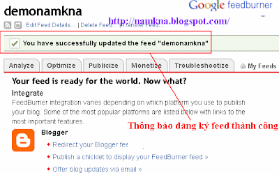 Cách đăng ký và sử dụng FeedBurner cho Blogspot  - by: http://namkna.blogspot.com/