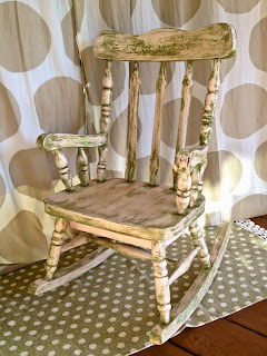 child's antique rocking chair pink green