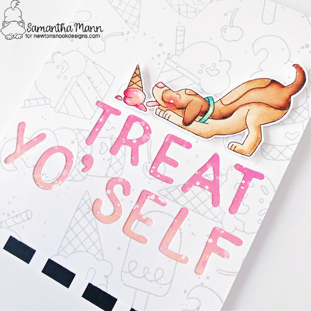 Treat Yo' Self Card by Samantha Mann | Dog Days of Summer Stamp Set, Summer Scoops Stamp Set, and Essential Alphabet Die Set by Newton's Nook Designs #newtonsnook #handmade