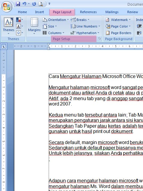 Cara Mengatur Halaman Microsoft Office Word 2007  Kolom 