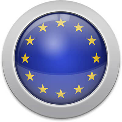 European flag icon with a silver frame