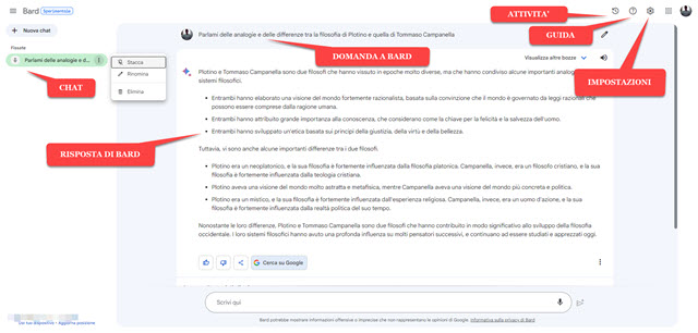 google bard interfaccia