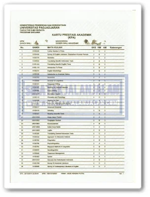 dokumen cpns transkrip nilai