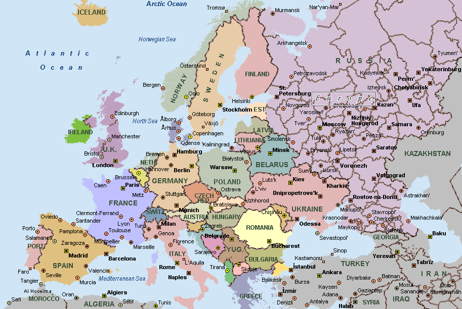 aggression in europe map. The Europe Map shows national