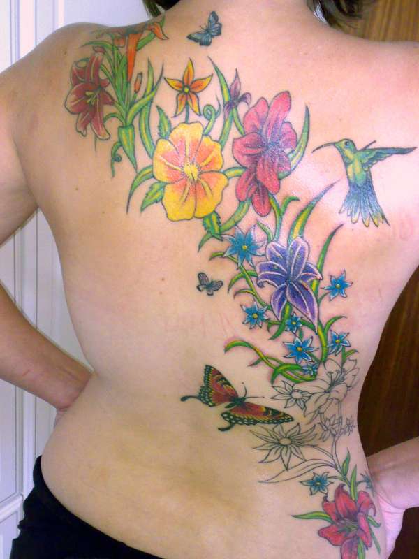 flower tattoo a black decorative design element or back tattoo, 