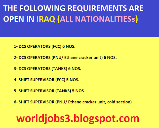 THE FOLLOWING REQUIREMENTS ARE OPEN IN IRAQ