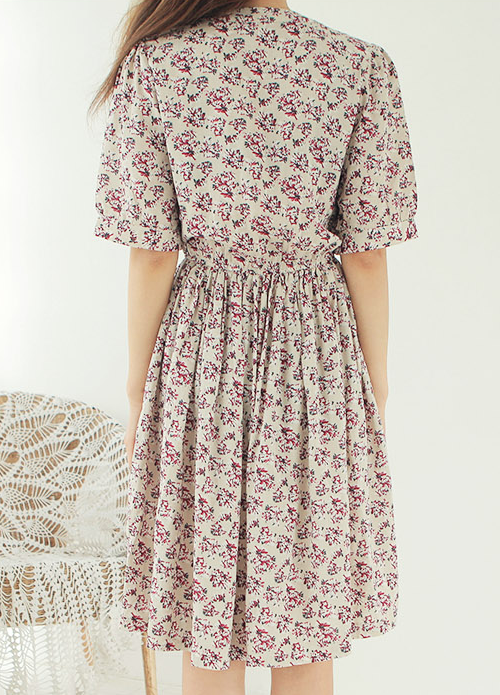 Vintage Floral Print Long Dress