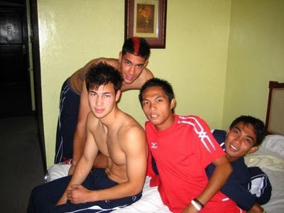 two shirtless azkals and a bed Neil Etheridge and Phil Younghusband