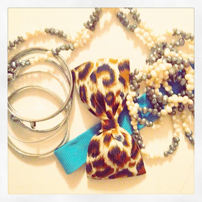 Silver, Turquoise and Leopard Print Retro Style Pin Up Accessories