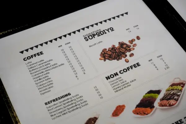 Menu di Supodiyo CafeTanah Merah Kelantan