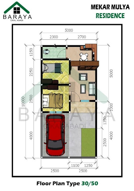 denah Perumahan Mekar Mulya Residence Kabupaten Bandung tipe 30/50