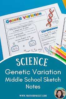 Genetic variation sketch notes for middle school science