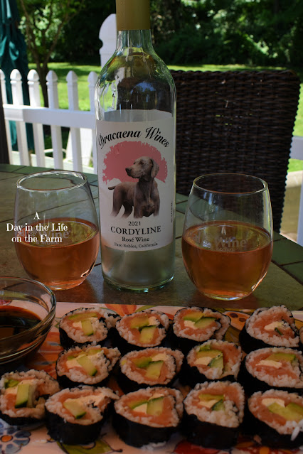 Sushi with wine