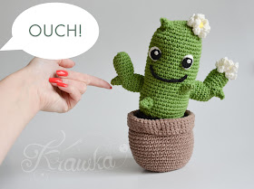 Krawka: crochet cactus plant with flowerpot crochet pattern by Krawka, housewarming gift, crochet flower, cactuar inspired