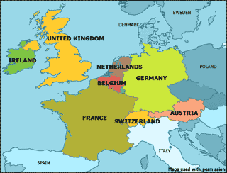 Karta över Västeuropa Politiska Bild