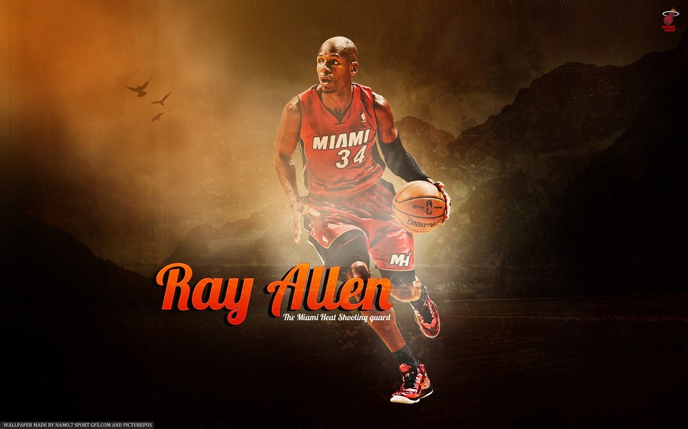 Ray Allen Miami Heat 3 Dribble Wallpapers 1366X768