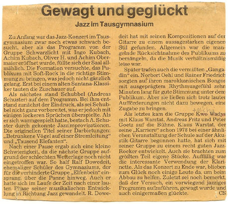 BKZ-Artikel: Kwo Wadys @ Gymnasium in der Taus Backnang