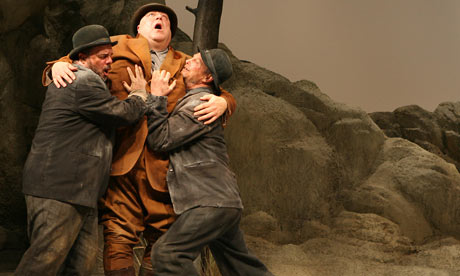 Nathan Lane as Estragon, John Goodman as Pozzo and Bill Irwin as Vladimir. Photograph: Joan Marcus