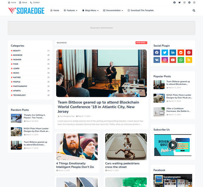 soraedge free blogger templates