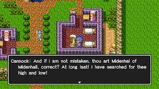 The hero, Midenhall, meets his cousin Cannock, a party member in Dragon Quest II.