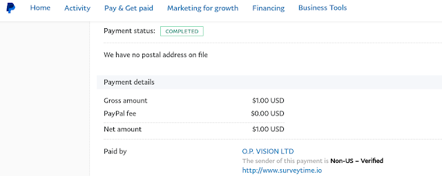 Surveytime Payment Proof