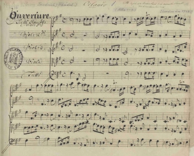 IN REVIEW: detail of Georg Friedrich Händel's conducting score of ORLANDO, HWV 31 [Image © by Staats- und Universitätsbibliothek Hamburg Carl von Ossietzky]