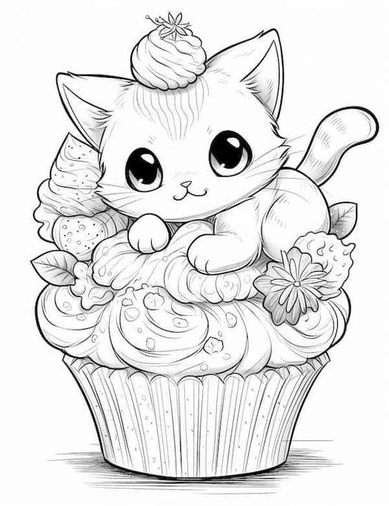 Coloring pages for cute cats