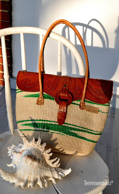 Sisal and Leather Handbag, Handmade in Kenya, From Terressentials