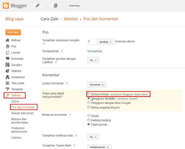 Cara Menambah Name/Url Dan Anonymous Di Komentar Blog