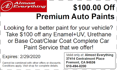 Discount Coupon $100 Off Premium Auto Paint Sale February 2020