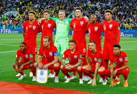 SELECCIÓN DE INGLATERRA - Temporada 2017-18 - Kyle Walker, John Stones, Jordan Pickford, Harry Maguire, Ashley Young y Dele Alli; Raheem Sterling, Harry Kane, Kieran Trippier, Jordan Henderson y Jesse Lingard. SELECCIÓN DE COLOMBIA 1 (Yerry Mina) SELECCIÓN DE INGLATERRA 1 (Harry Kane); en los penaltis, COLOMBIA 3 INGLATERRA 4. 03/07/2018. XXI Copa Mundial de la FIFA Rusia 2018, octavos de final. Moscú, Rusia, Spartak Stadium.