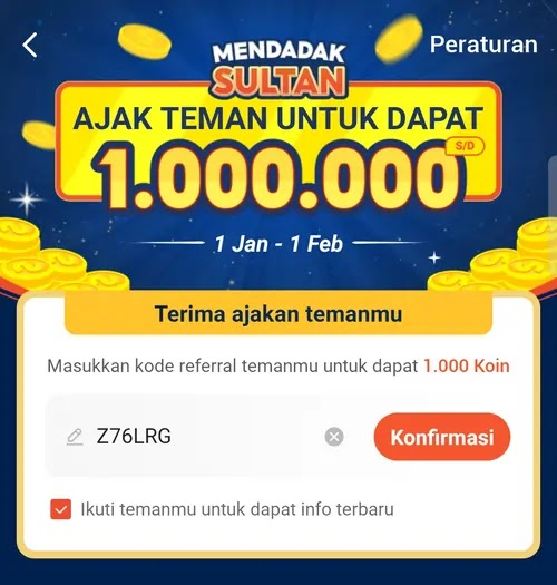 kode referral shopee video mendadak sultan