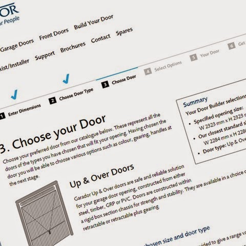 Website screen shot of Garador door builder