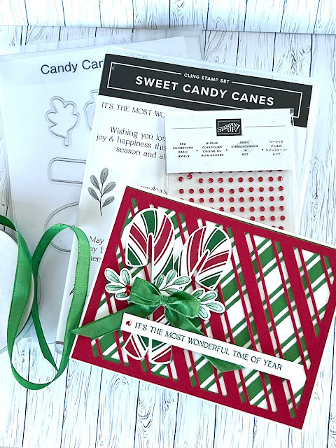 Craft products used to create Christmas Card using Stampin' Up! Sweet Candy Canes Bundle