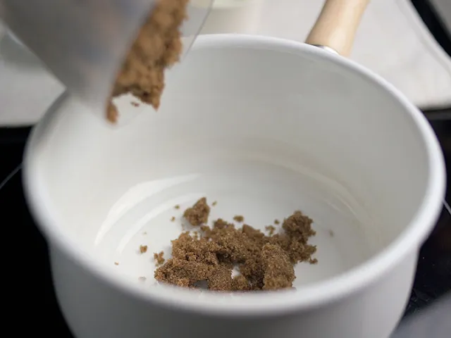 Brown sugar into a small saucepan