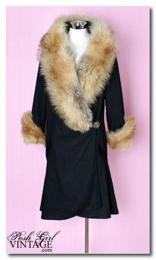 1920's Black Fur Travelling Coat