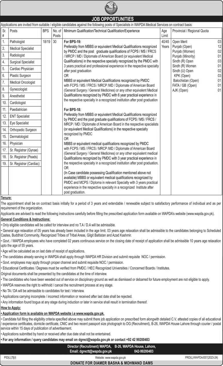 WAPDA Jobs 2023 Current Opportunities - Latest Advertisement