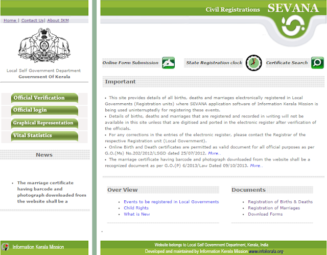 www.cr.lsgkerala.gov.in - Birth, Marriage Certificate Register or Apply Online Kerala