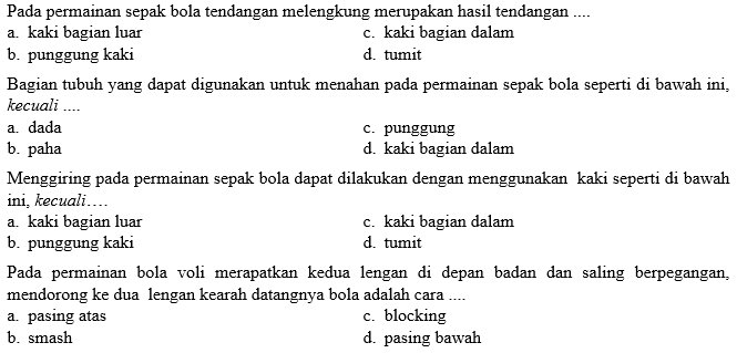 Kumpulan Soal Penjaskes Smp Kelas 9 Semester Ganjil Didno76 Com