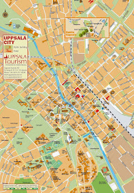 Mapa turistico de Uppsala. Visitando Suecia: Un dia en Uppsala