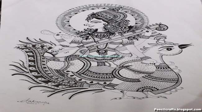 Best New Saraswati Devi Pencil Drawings