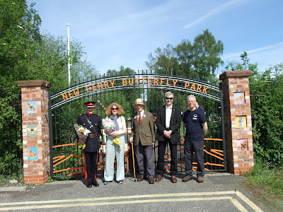 Left to right: Nigel Lanceley, Deputy Lord Lieutenant for Merseyside; Freya Levy, artist who drew the gate plaques; Stephen Ross, chair of Wirral Wildlife; Charles Neame, Vice chair of Cheshire Wildlife Trust; Paul Loughnane, Honorary secretary of New Ferry Butterfly Park Committee